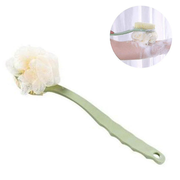 Duschborste med borst och loofah för exfoliering, lång ryggskrubb för män och kvinnor - Grön