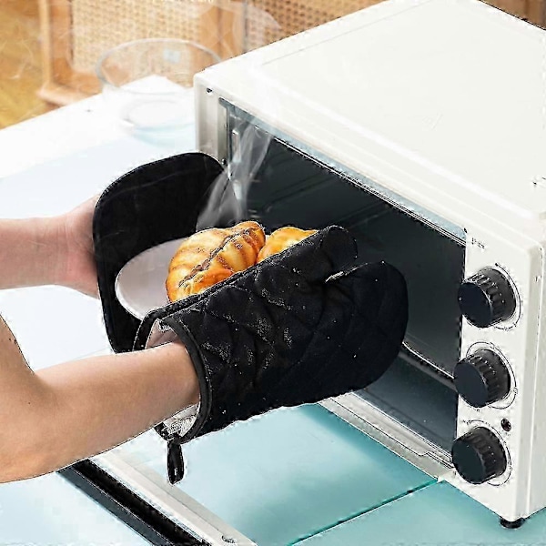 Set med 2 ugnshandskar, kökshandskar, matlagningshandskar för grillning, matlagning, bakning, mikrovågsugn