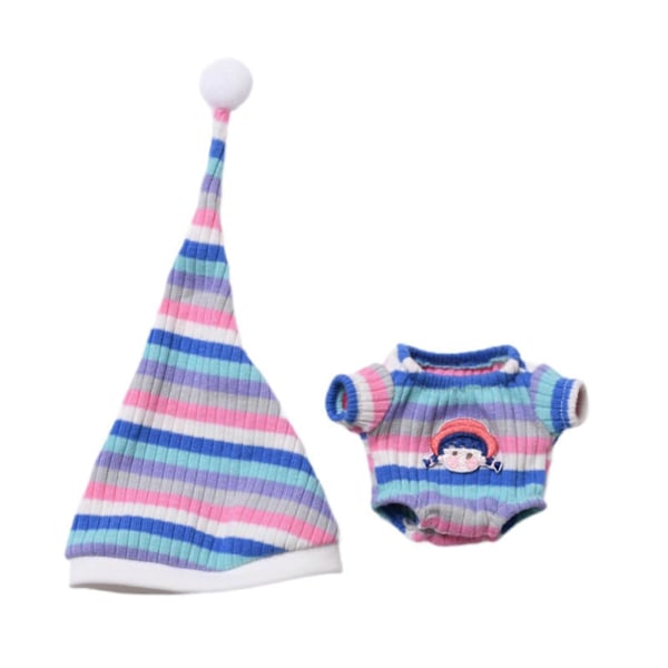 Dukke Pyjamas og Hat DIY Mode til Små Piger Miniature Tøj til 15cm blå