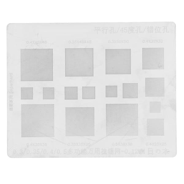 Universal BGA Reballing Stencil Multifunktionel Tin Mesh Loddeskabelon til Telefon BGA IC Chips Reparation