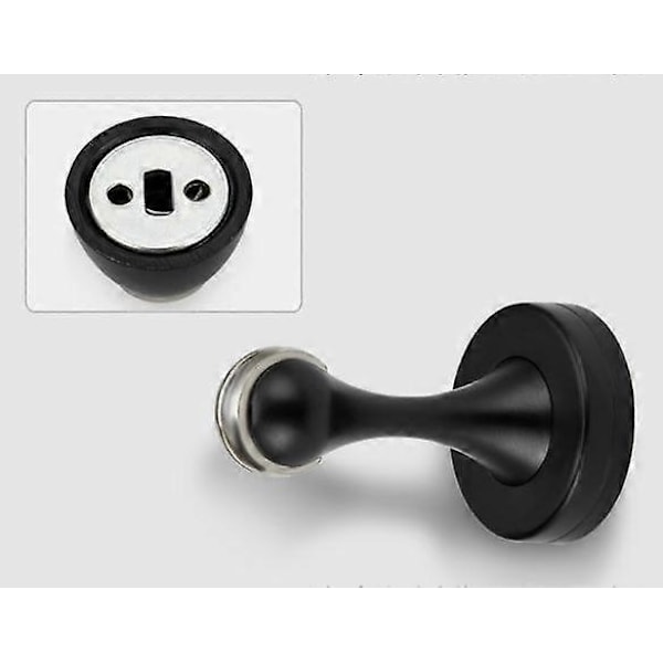 Svarte Magnetiske Dørstoppere, 2 Pakning, Rustfritt Stål, Svart, Kraftig, Gulvlist, Holder Døren Åpen