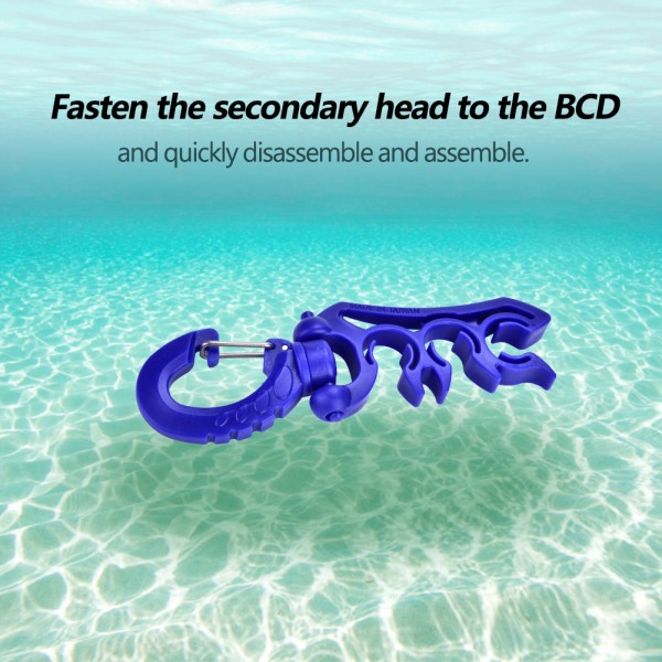Hold dykning under vand, dobbelt BCD slangeholder i plast med spændekrog (blå)