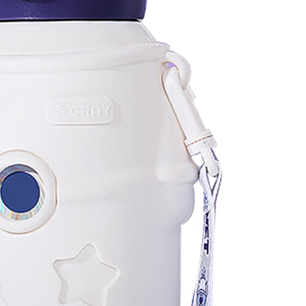 500 ml vakuumisolerad mugg i rostfritt stål med lock och sugrör, barnmugg vit