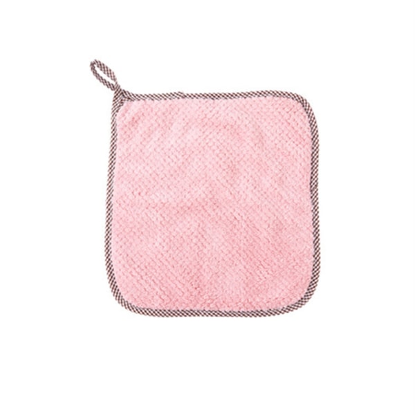 1 stk køkken hængende håndklæde superabsorberende koralfleece blød rengøringsserviet (pink)