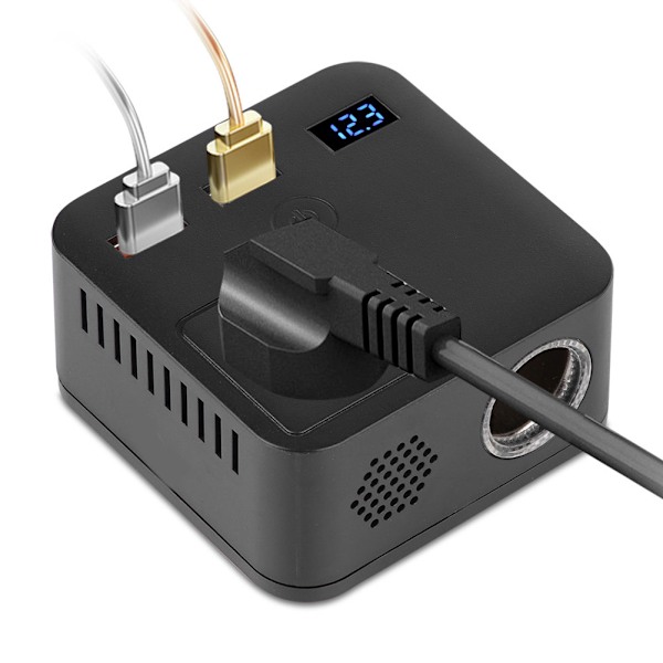 150W Bilomformer Spenningsomformer Transformator QC3.0 USB-lader 12V til 220V