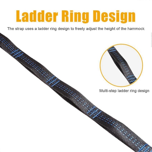 8 st 5-rings Hög Bärande Hängmattsremmar Förstärkt Polyester För Hem Utomhus Hängmatta-orange