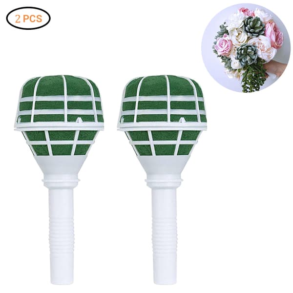 2 STK Skum Buketholder Blomster Plastikhåndtag DIY Brudeblomsterbase