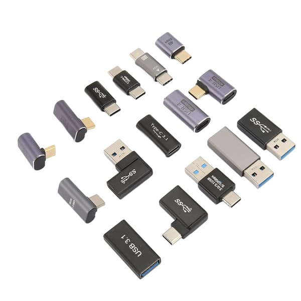 16 st USB-adaptrar USB 3.0 3.1 Typ C Aluminiumlegering Olika Vinklar USB-adapterkit för Telefon Dator Periferiutrustning