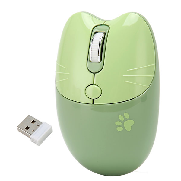 Trådløs mus BT5.1 eller 2,4 GHz Silent Click Justerbar DPI Auto Sleep Office Mouse for Girl Working Family School Cafe Green