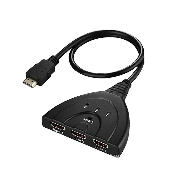 4K@60Hz HDMI Switch 3 Portar, 4K HDMI Switcher Splitter Box 3 in 1 Out, 3x1 HDM Switch Selector med Pigtail-kabel, Stöd för 3D, HDCP 2.2, HDR 10, Monit