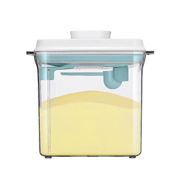 Lufttæt Mælkepulverbeholder - 2300 ml Kapacitet, Nem En-Knap Dispenser, BPA-Fri, Inkluderer Ske og Skraber - Transparent, 800g