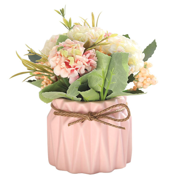 Konstgjord bukett med hortensia i kruka för matbordsdekoration, rosa