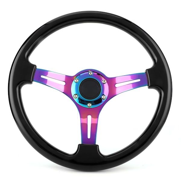 Racing Ratt Styrersättning 350mm Dia Universal Deep Dish 6‑Hål Svart W/Horn Wire