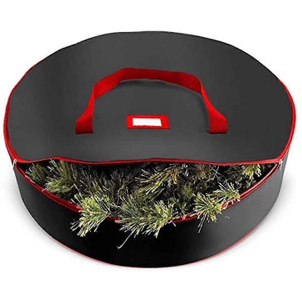 Portabel Förvaringsväska för Julkransar, Slitstark 600d Oxford Garland Behållare Med Handtag För Jul Halloween Thanksgiving -JRCH 90 cm Svart