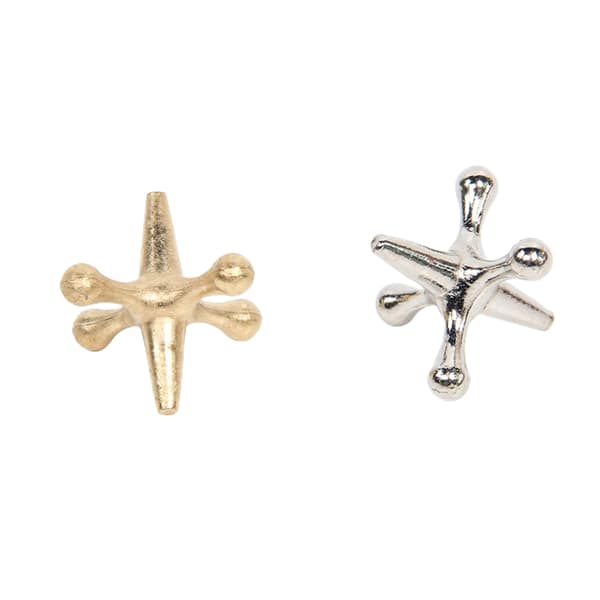 Spelkuleset 10X Guld Silver Metall Jacks Metalliska Jacks och Studsboll Set Spelpriser Fest
