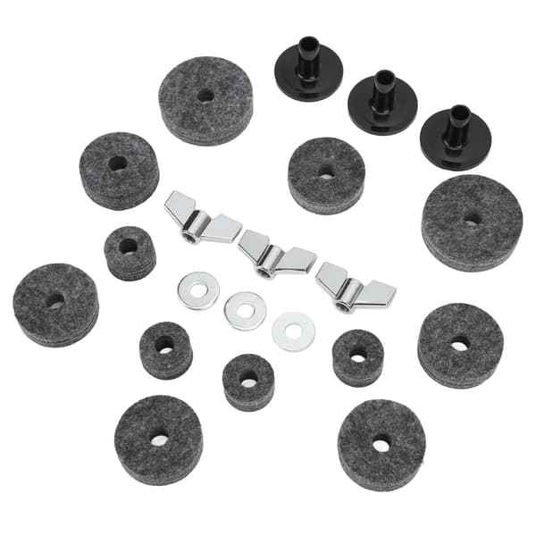 21 stk. tilbehør for utskifting av cymbaler, filtskiver, vingemuttere, skiver for Hi Hat Clutch Cup Grå