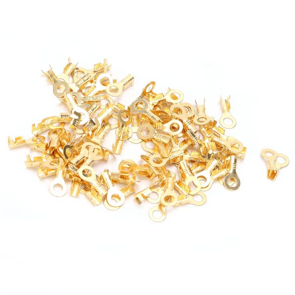 100 stk. kabelskoterminaler messing kaldpressede kabelkrympeterminaler kontakt M4 4,2 mm
