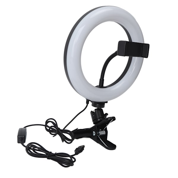 Selfie Ring Light ABS Justerbar Farge og Lysstyrke Klips på LED Fylllys for Live Streaming Sminke Møte Videosamtaler