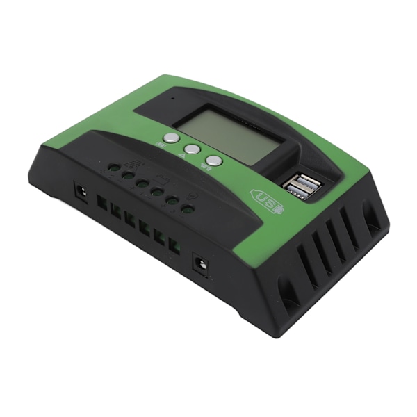 MPPT solpanelregulator med dubbla USB-portar LCD-display Billaddare solcellsregulator 12V 24V 60A