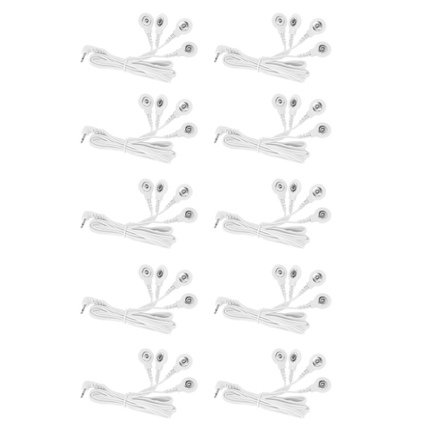 10 stk. DC 2,5 mm 4-knaps elektrodestikledning til digital TENS-massageapparat