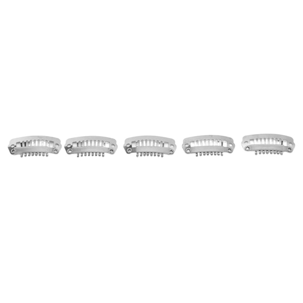 50 st hårförlängningsklämmor i rostfritt stål set -det-själv 8 tänder Snap Comb Peruk Clips Tillbehör 1.1in Silver