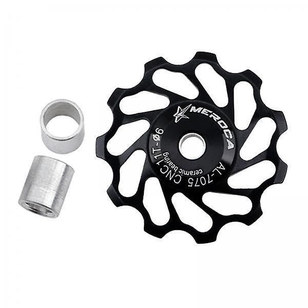 2 x Racer Cykel Keramisk Trissa Bakväxel 11T/13T Guide Lager Jockey Hjul 11T Svart