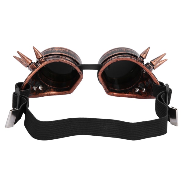 Vintage Spiked Steampunk Goggles Cosplay Glasögon Dubbellager Vindtät (röd brons)