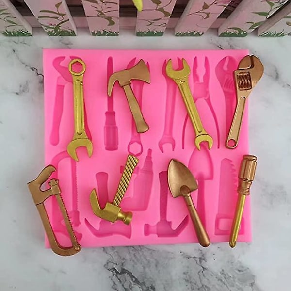 3 stk Fondant Silikonformer, Silikon 3D Hardverktøy, Nøkkelkakeform, Egnet for å lage kaker (Rosa)