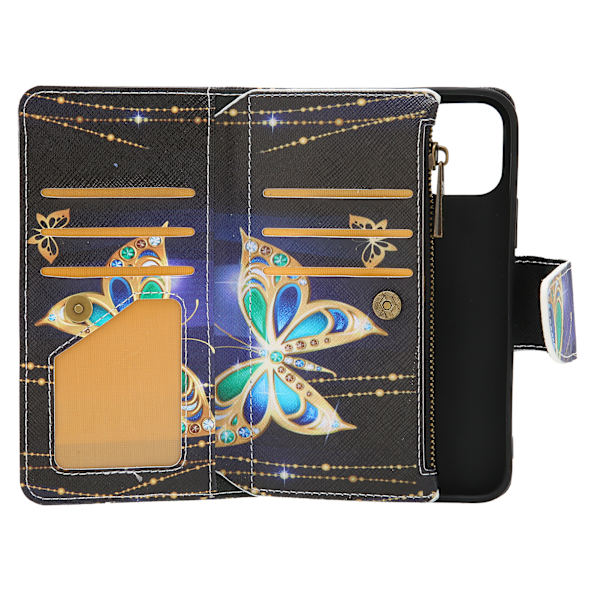 Mobiltelefonskyddsfodral Telefonmålad dragkedjeväska med handledsrem för IPHONE 12 PROBig Butterfly
