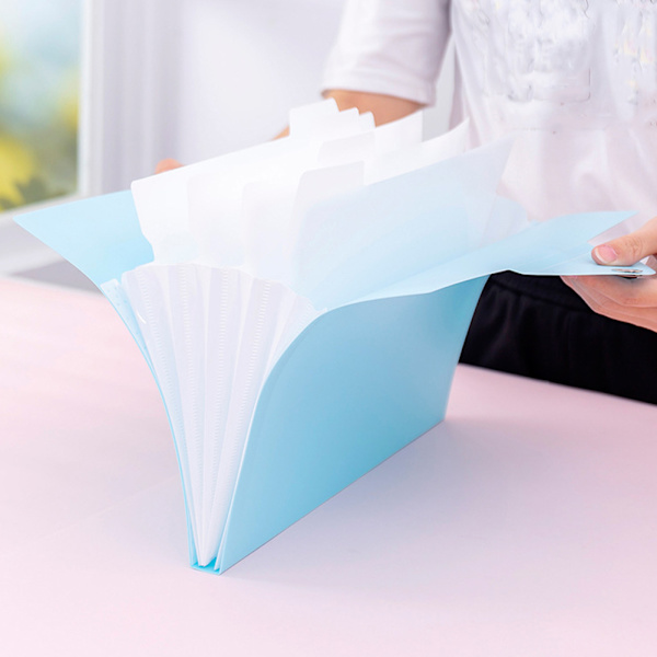 Dokumentmappe PVC Plast Blå 5-Lag A4 Filer Kuvert med Magnetisk Spænde