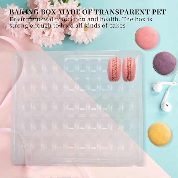 Genomskinliga PET Förslutningsbara Förvaringsbrickor för Franska Macarons - Rymmer 50 Macarons Per Set - Paket med 4 Set
