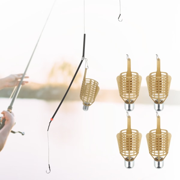 4 STK Bærbar letvægts fiskeagn bur Lure Trap Kurv Feeder Holder Fiskegrej Tilbehør 40 g 4 STK