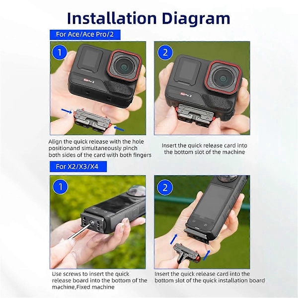 För Insta360 Ace Pro2 Metall Snabbkopplingsdocka X4 Magnetisk Adapter Svart