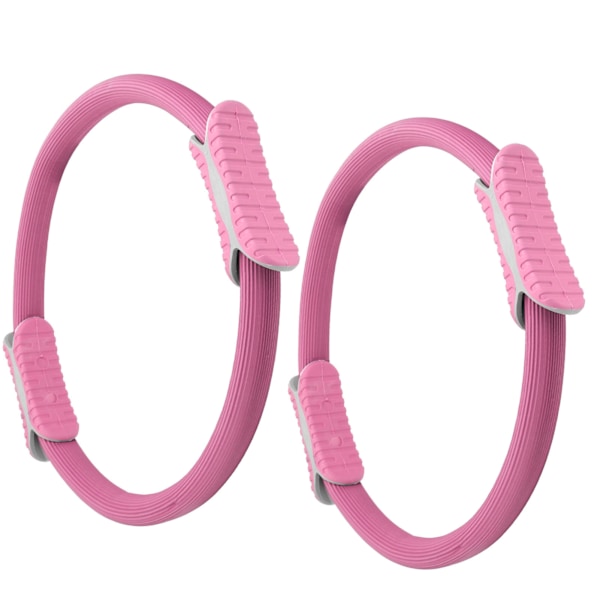 2 stk. Yoga Circle Pilates Fitness Modstand Dobbelt Håndtag Trænings Gym ModstandshjulPink