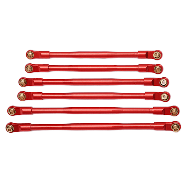 6 kpl RC-auton metalliset vetovarret, kulutusta kestävät metalliset jousitusvarret Axial RBX10 1/10 RC-kローラutolle, punainen