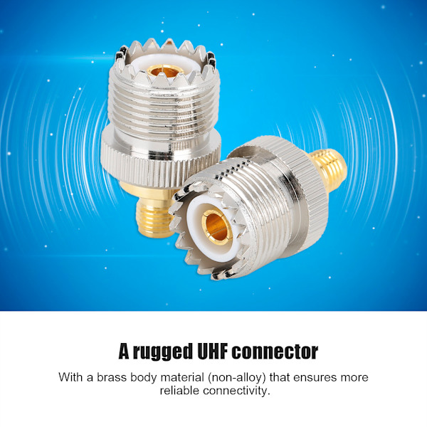 2 stk. SMA hun til UHF hun adapter stik messing 50 ohm stik til antenner