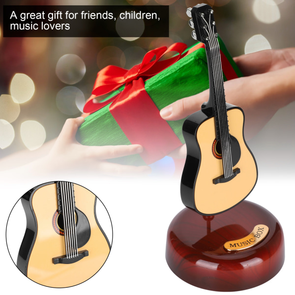 Gitarr Roterande Speldosa Mini Heminredning Musikinstrument Ornament liten present