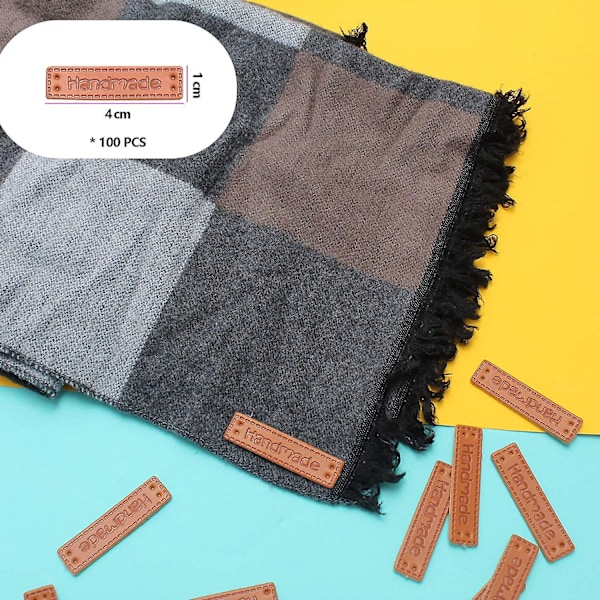 Handgjorda läderlappar - Bruna (100 st) | Rektangulära | Kläder & Stickade accessoarer