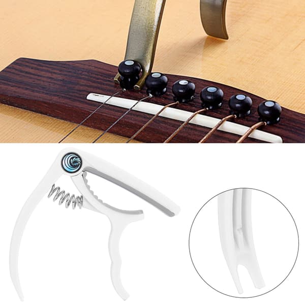 Plastik Guitar Capo Brostiftfjerner 4~6 Strenge Guitar Bas Ukulele Capo Hvid