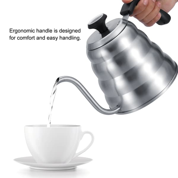 Rustfrit stål kaffe tekande hældningsdrypkedel med svanenhals og indbygget termometer 1,2L
