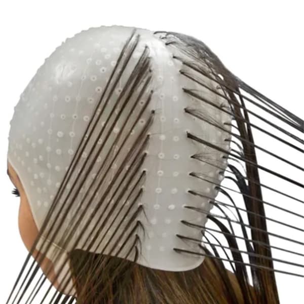 Hårfarging Highlighting Hatt Silikon Gjenbrukbar Fleksibel Høy Elastisitet Sammenleggbar Hårfargehatt