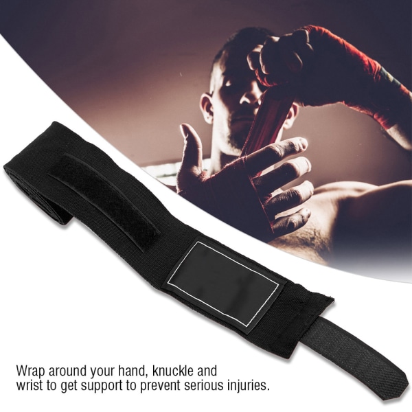 2st 2,5 m Elastisk rem Boxning Sanda Muay Thai MMA Taekwondo Bandage Hand Wraps (svart)