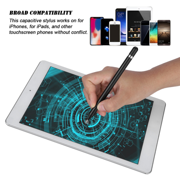 Kapasitiv skjerm Touch Pen Stylus for Android/iOS/Windows/ipadpenil telefonnettbrett (svart)