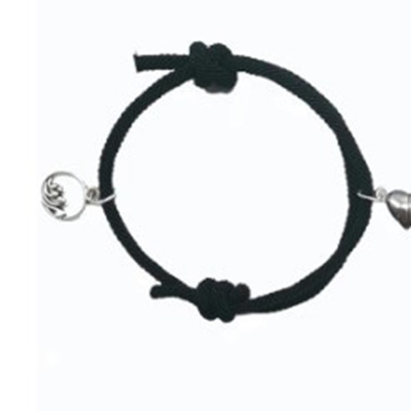 2 stk. Par Armbånd Hjerte Spænde Magnet Polyester Attraktiv Dekorativ 8x8cm Sort Armbånd til Unisex