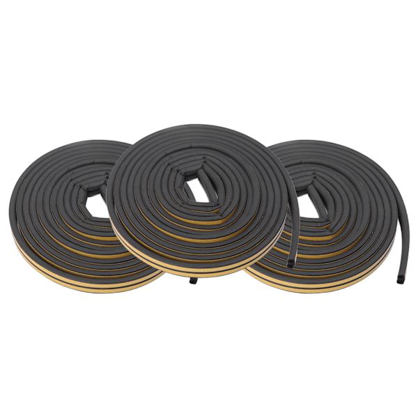 3 set väderlist dörrtätning vindtät vattentät ljudisolerad självhäftande dubbelsträng 9x6mm svart dörrväderlist