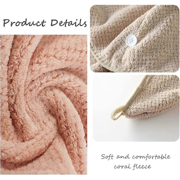 3 Hårhåndklær, Mikrofiber Hårtørkehåndklær, Hurtigtørkende Turbanhåndklær, Superabsorberende Hårtørkekappe, Hårhåndkle for Kvinner