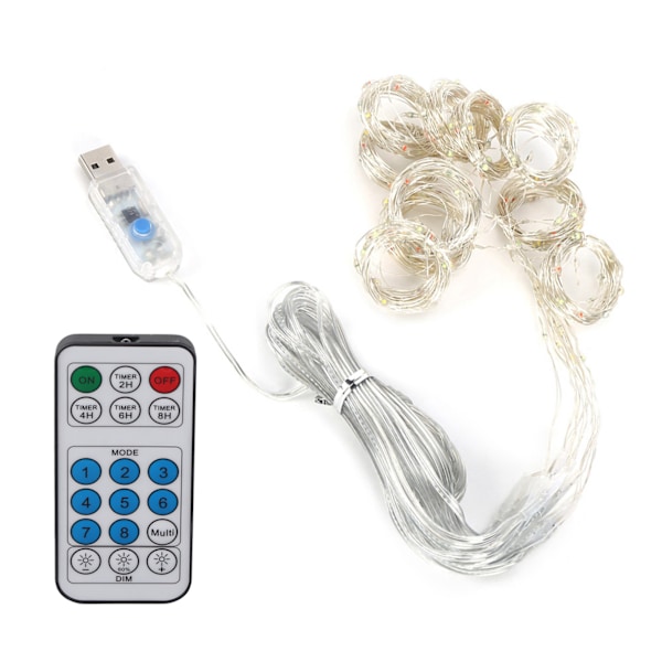 3x3m 300LED USB Kobbertrådslyssnor Hjem med Fjernbetjening til Fest Bryllup Gardin DekorationPink