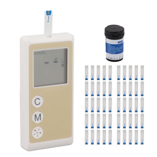 Blodsockermätare Kit Bärbar Röstmeddelande Automatisk Diabetes Testmätare med Teststickor för Hem Själv Blodsockerövervakning