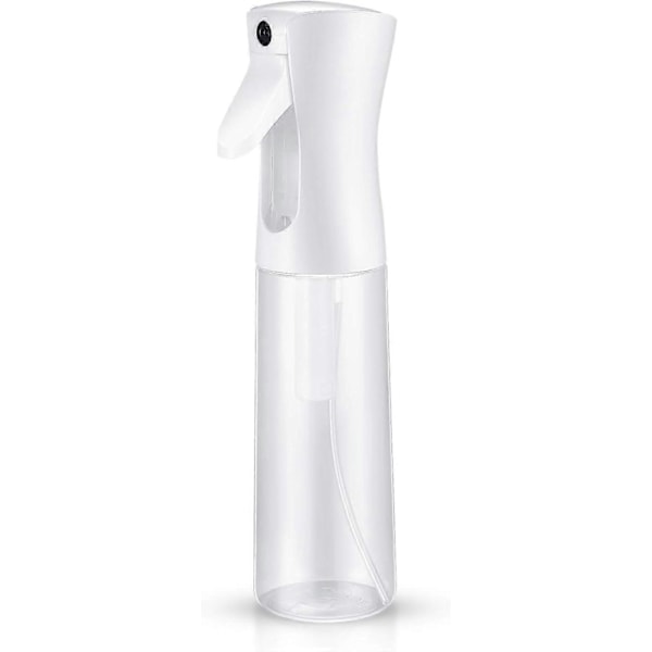 Hårsprayflaska, Kontinuerlig Fin Mist Plast Vattensprayflaska, Återfyllningsbar Tom Sprayflaska för Hårstyling Växter Rengöring (300ml, vit)