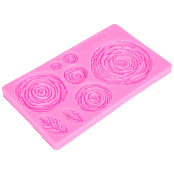 Blomstermønster kageforme DIY silikoneform til chokolade sæbe harpiks dekoration (pink)
